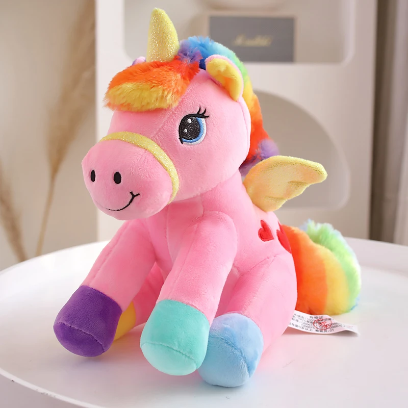 海利伟七彩独角兽玩具儿童毛绒公仔独角兽玩偶女孩公主小礼物抱枕