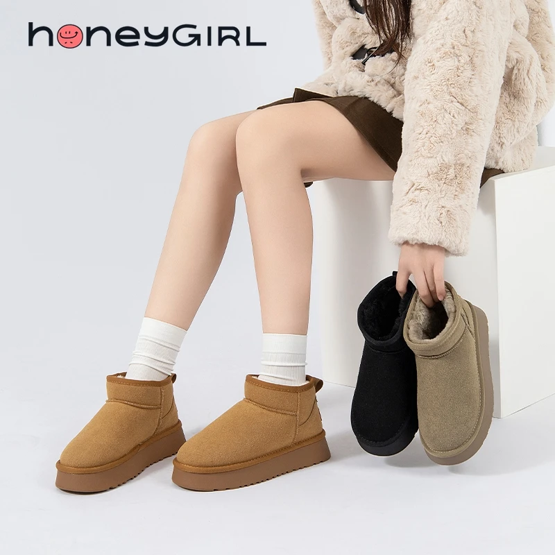 honeyGIRL2024新款秋冬雪地靴女百搭时尚加绒加厚平底女款靴