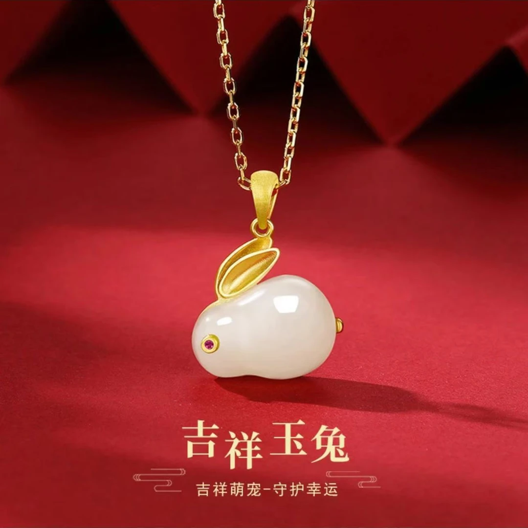 合金项链 新中式国风新款玉兔项链前兔似锦国潮复古轻奢小众萌兔