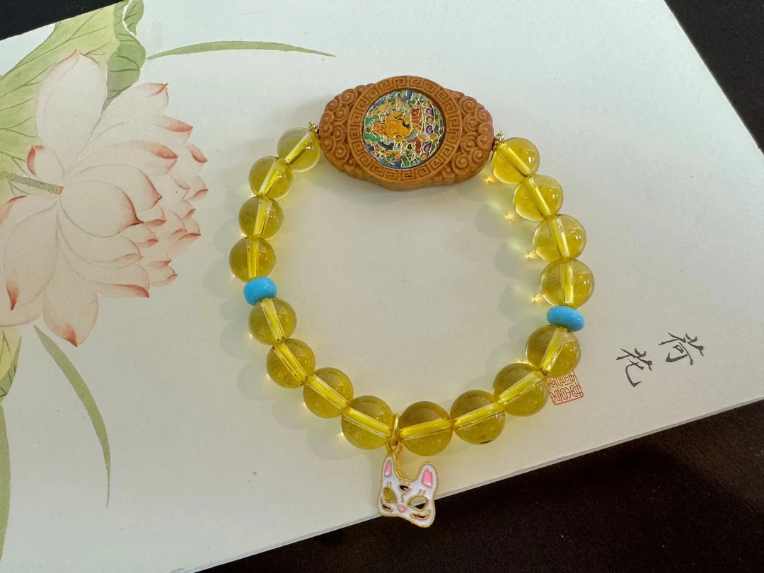 【灰姑娘原创】巴西暴力黄水晶黄财九尾三合一手串M5933