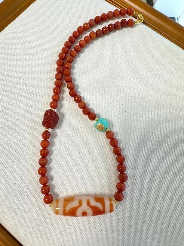 【灰姑娘原创】南红贵人T珠颈链M5957