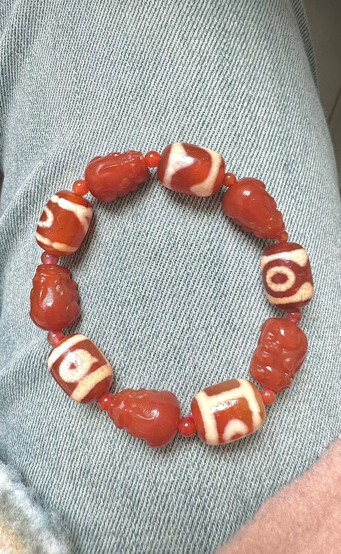 【灰姑娘原创】南红玛瑙貔貅T珠多宝手串M6190