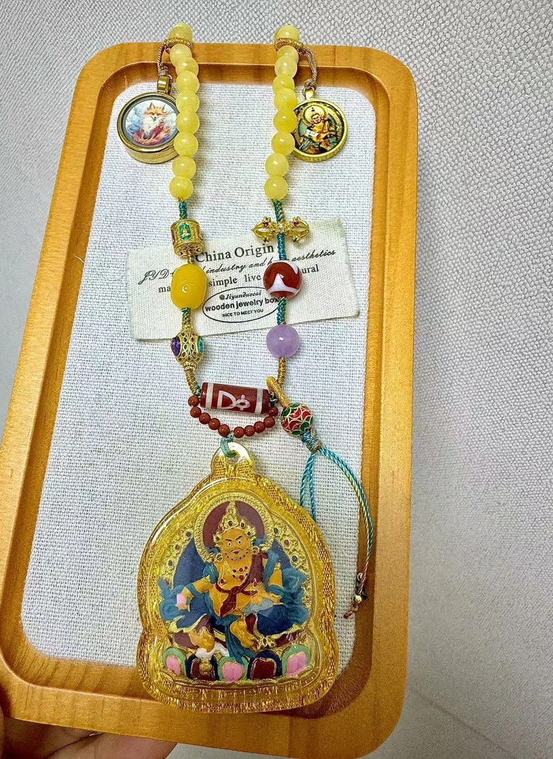 钛钢吊坠 【灰姑娘原创】擦擦黄财神异形壳项链M6279