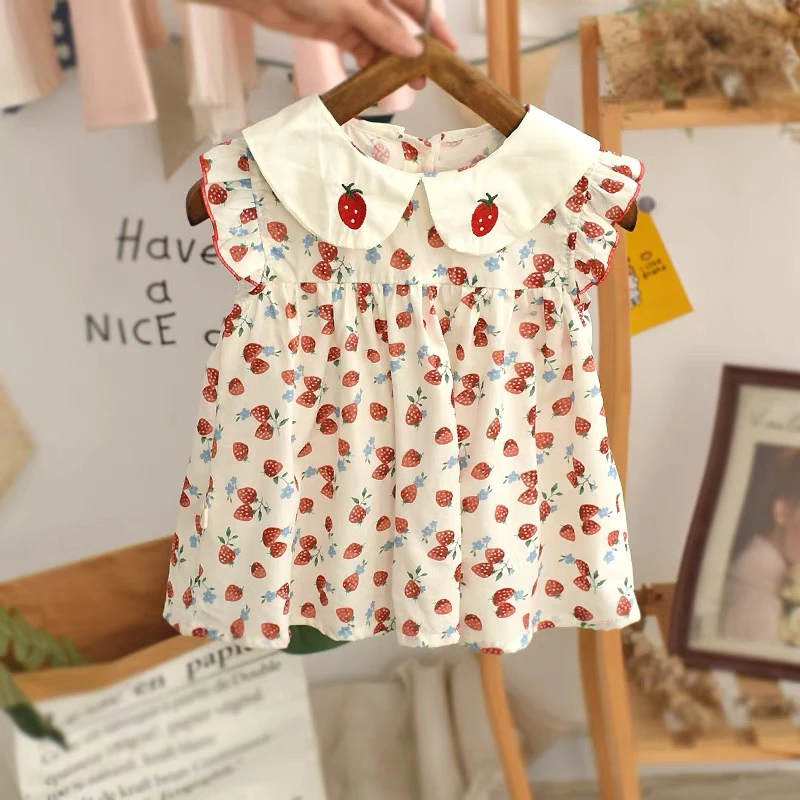 宝宝飞袖连衣裙娃娃2025夏季新款宽松儿童露肩背心洋气公主裙子