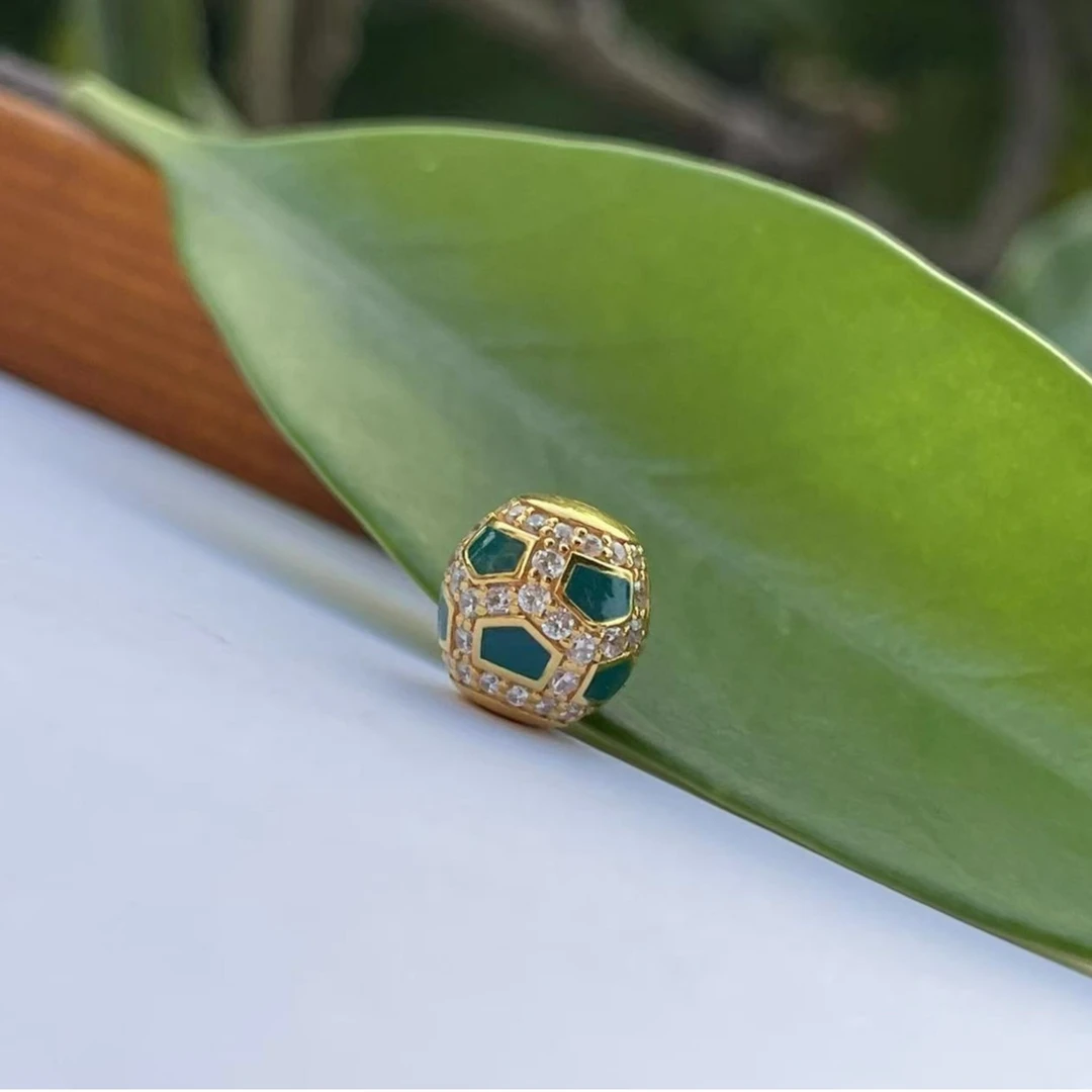 （新品） 通体18k金珐琅工艺 全金 镶嵌汉堡配珠