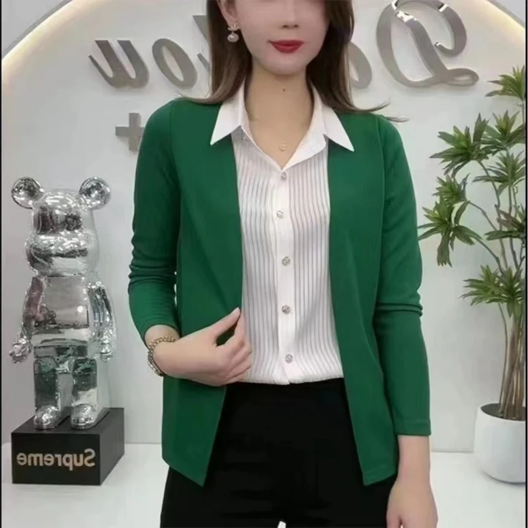 2024新款爆款真两件轻奢风设计感百搭显瘦减龄上衣女秋季T恤#67