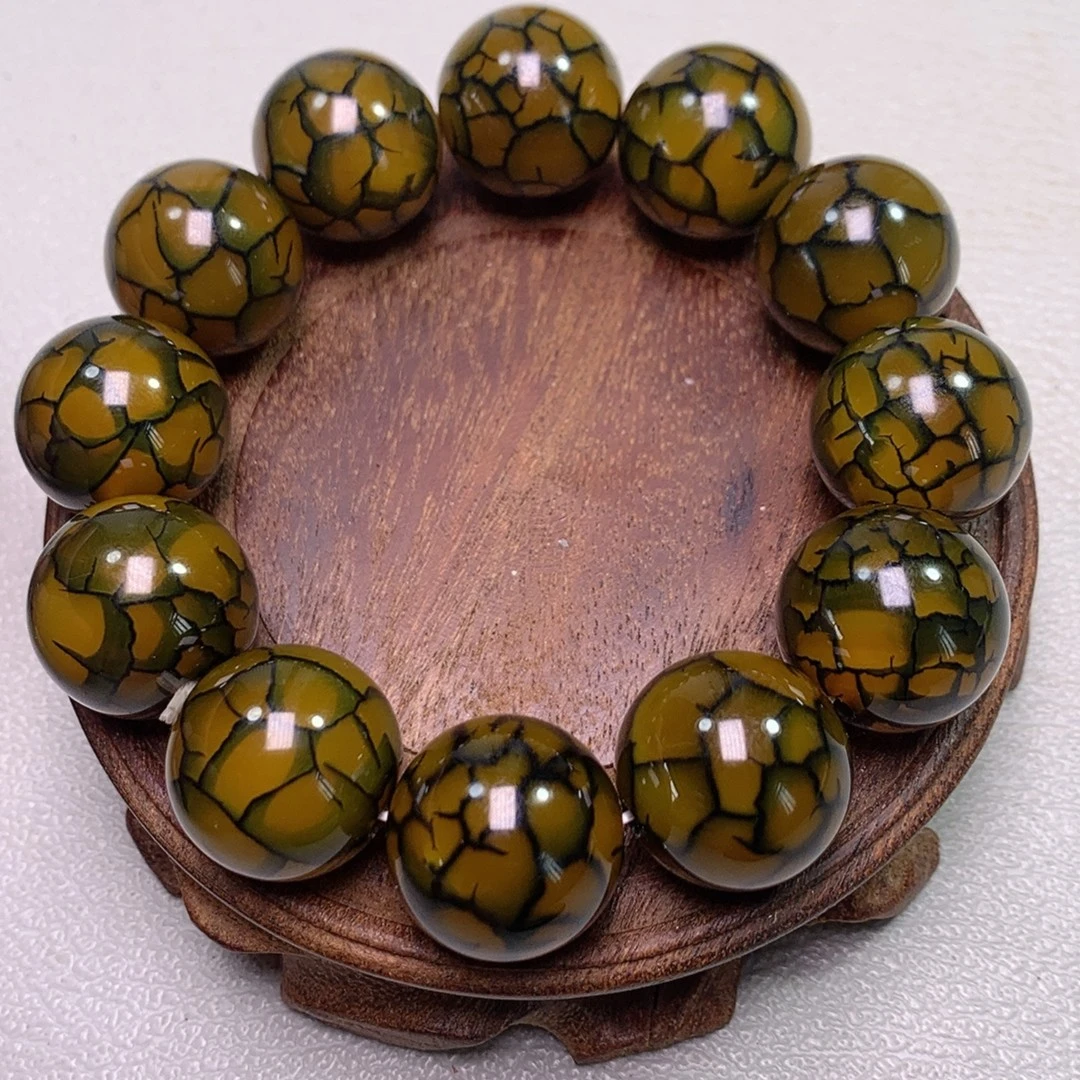 2.0黄色龙鳞纹玛瑙手链时尚大气