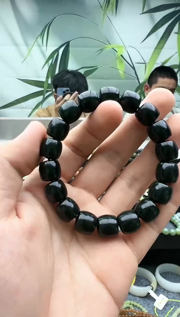 【闪购商品】和田玉手串未镶嵌和田黑青直切手串卡12微色差