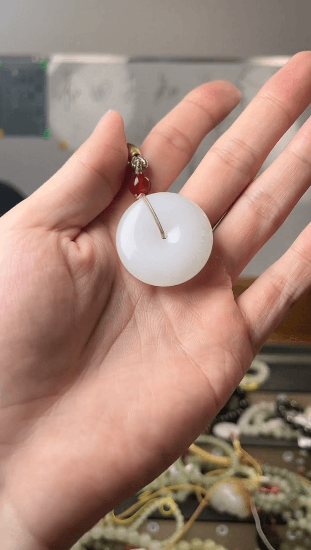 【闪购商品】和田玉颈饰未镶嵌且末天泰白玉平安扣（宽）