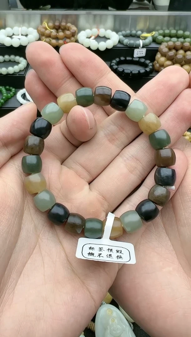 【闪购商品】和田玉手串未镶嵌若羌楼兰三色直切手串卡10mm微色差