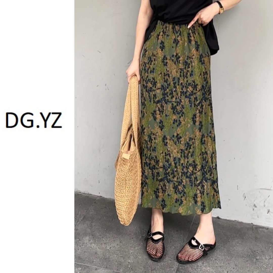 【樱子家】1804G压褶印花宽松显瘦大摆半裙