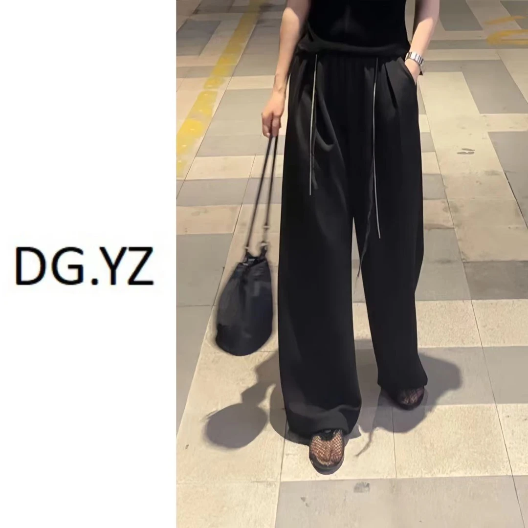 【樱子家】2323X早秋松紧腰链条阔腿百搭长裤