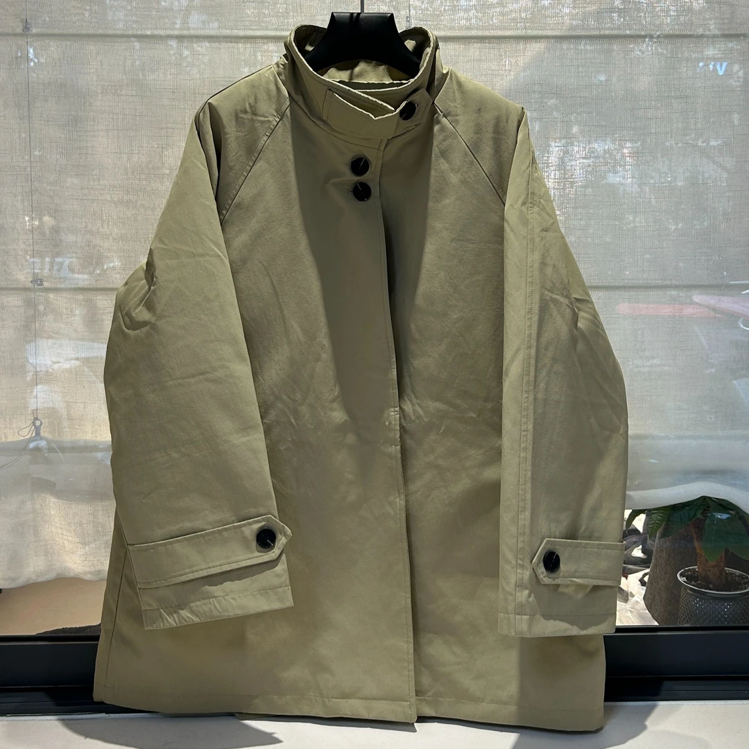 【樱子家】60952G时尚慵懒风宽松立领风衣羽绒服外套