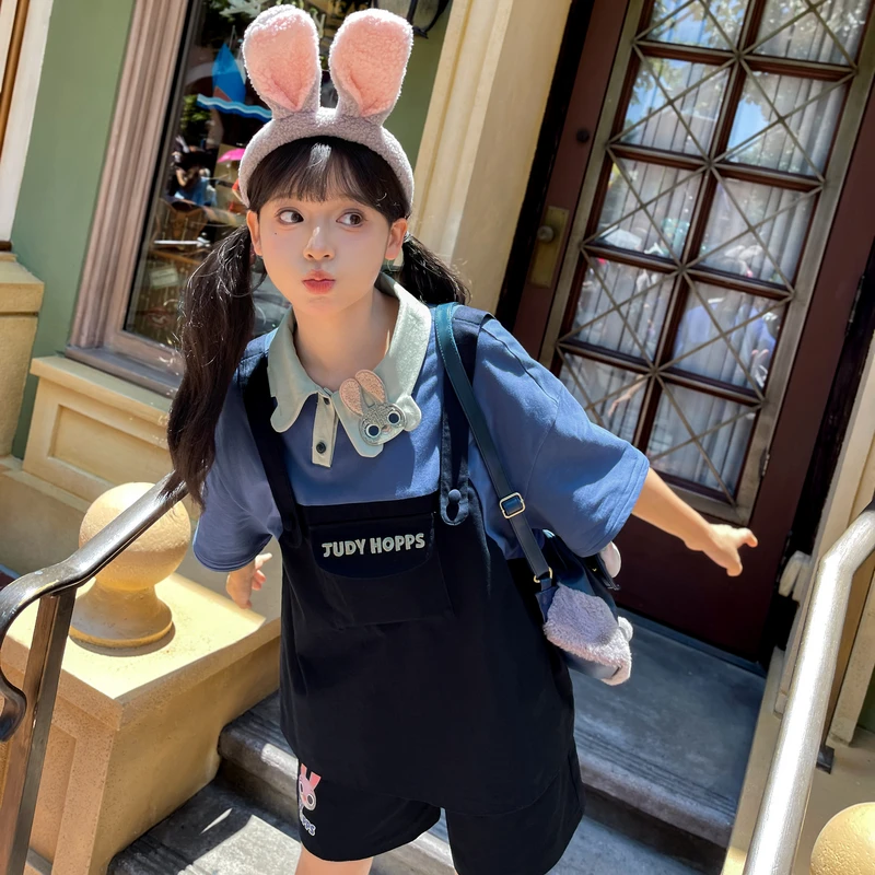 朱迪森女部落原创假两件T恤短裤套装女2025年新款夏季女装