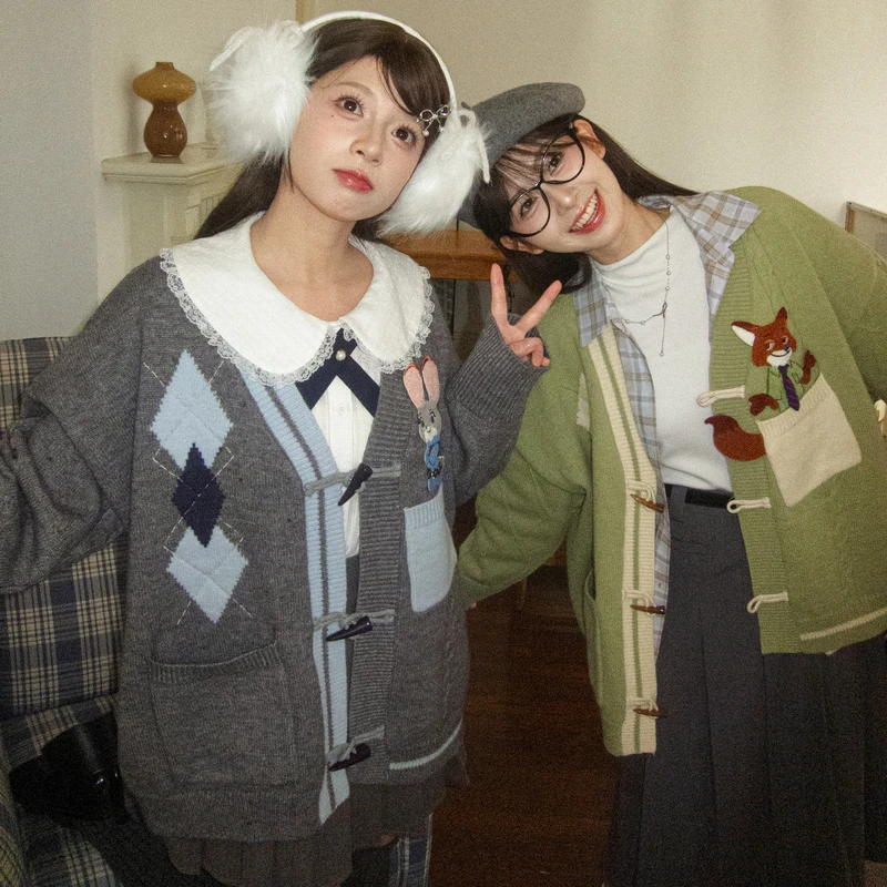 迪士尼森女部落原创miu系学院风初秋毛衣外套2025年初秋新款女装