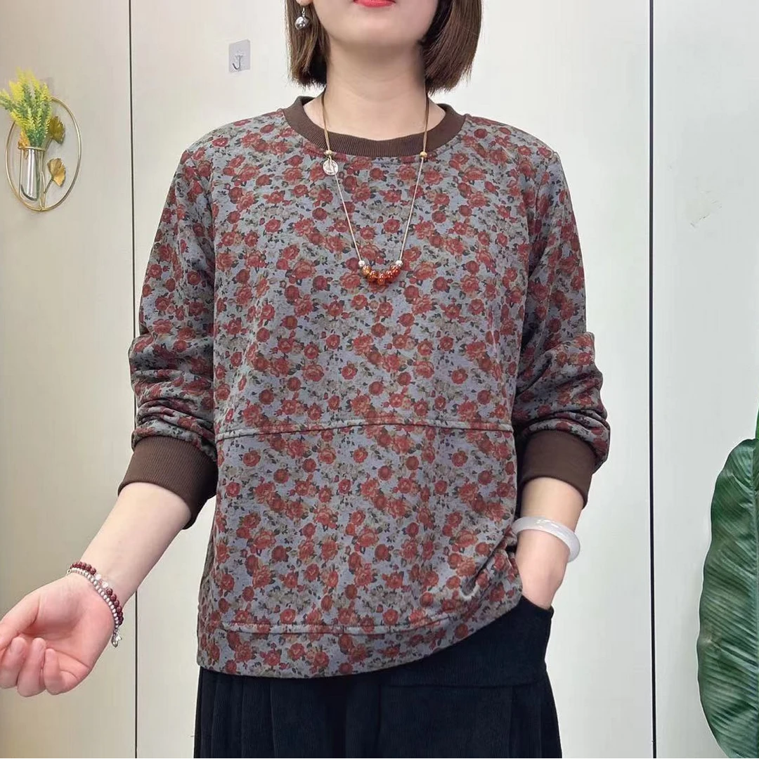 秋季新款碎花时尚洋气宽松显瘦百搭卫衣女Y002