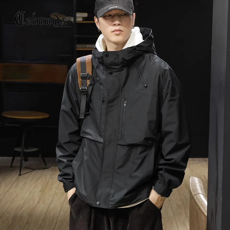Cebrodz 秋季户外旅行软壳冲锋衣外套男防风防水大码潮牌夹克风衣
