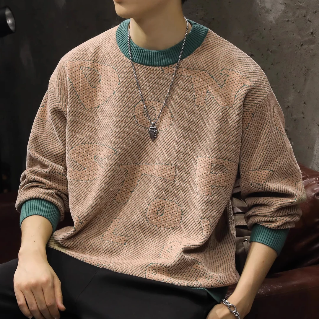 Cebrodz秋冬季潮牌宽松圆领针织衫毛衣慵懒风内搭打底衫男装外套