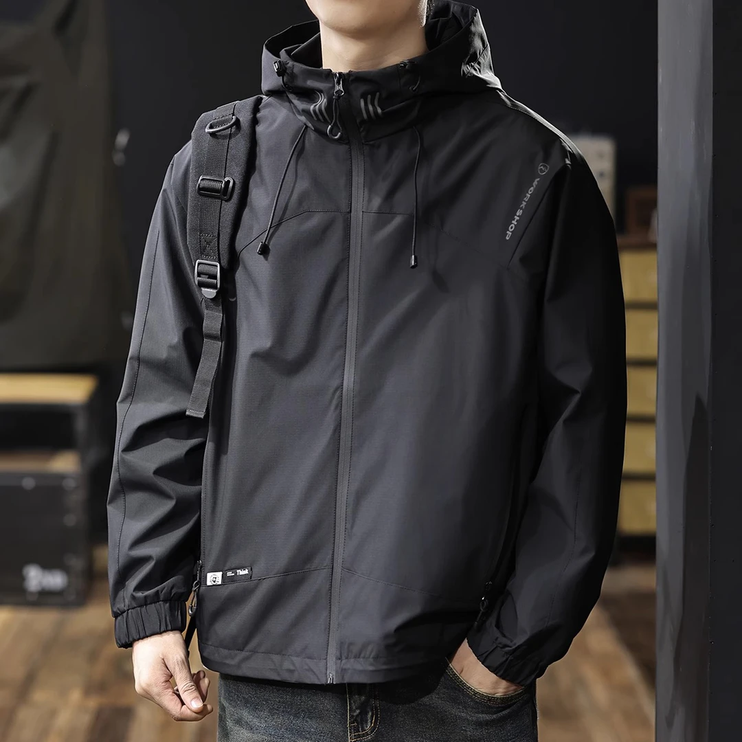 Cebrodz新款户外冲锋衣男士秋季宽松大码户外防风防水夹克外套