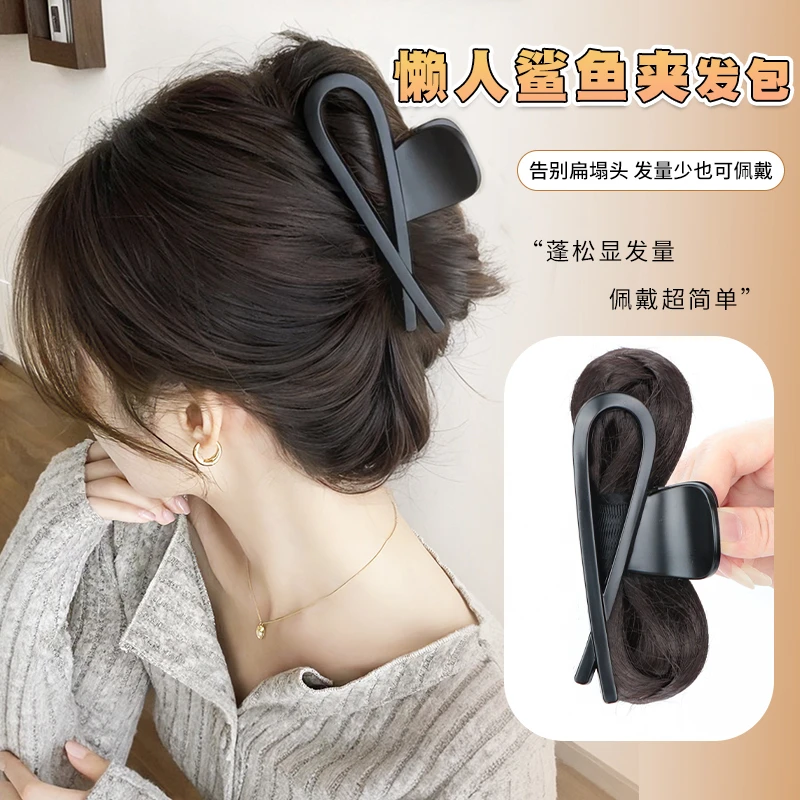 丸子头短发女抓夹毽子头仿真发慵懒风韩系蓬松懒人抓夹丸子头发包