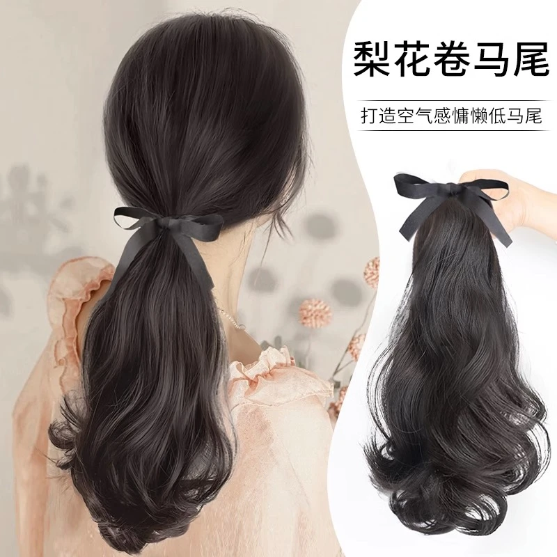 时尚女绑带式仿真发低气质梨花卷短气质自然网红真发轻薄款假气质