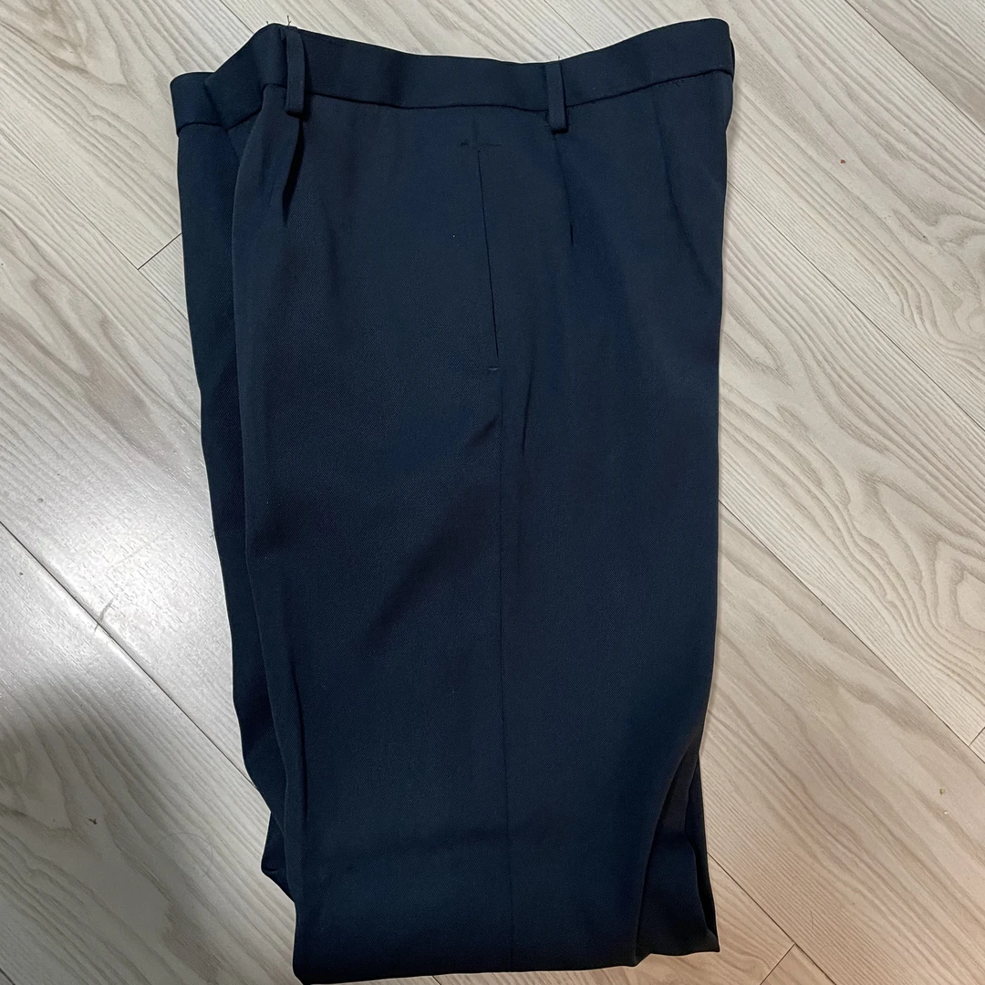 全新藏青蓝海冬裤 加厚毛哔叽冬裤 宽松高腰免烫防皱西裤