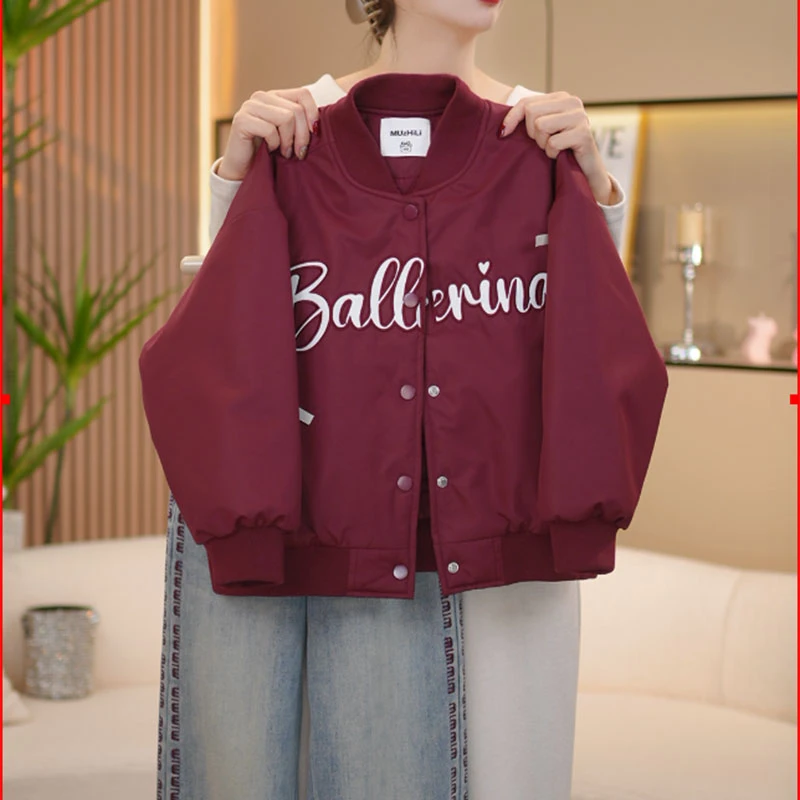 【闺蜜家】女童2024秋冬季新款夹棉加厚美式棒球服棉衣外套-7254