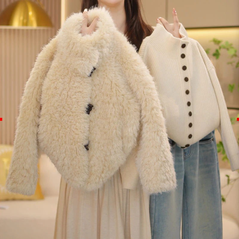 【闺蜜家】女童冬季2024新款韩系气质慵懒小香风加厚毛毛外套-7396