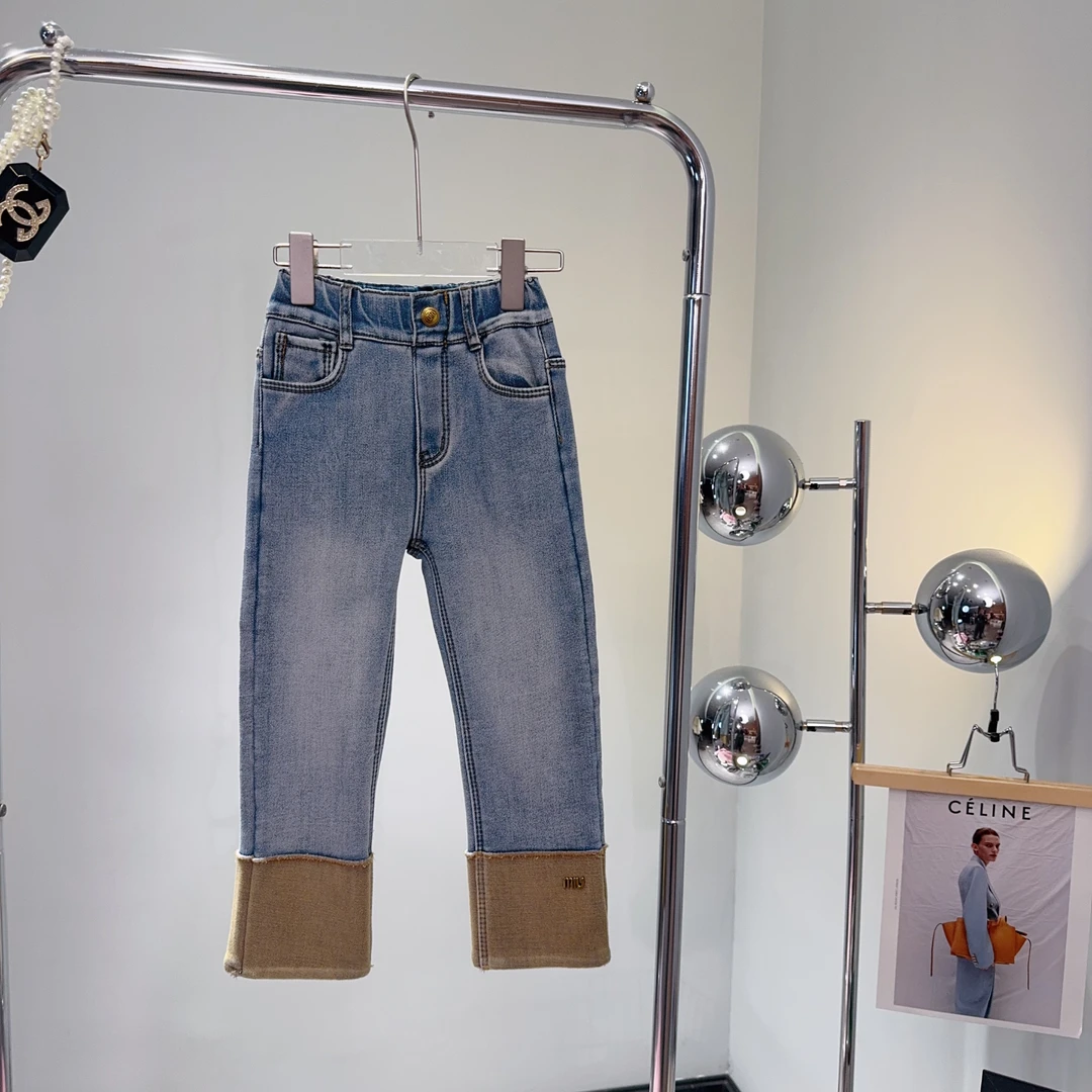 【闺蜜家】冬季新款女童韩版时尚洋气潮童百搭加绒加厚牛仔裤-3181