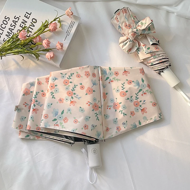 法式碎花全自动晴雨两用折叠防晒防紫外线遮阳女生高颜值雨伞