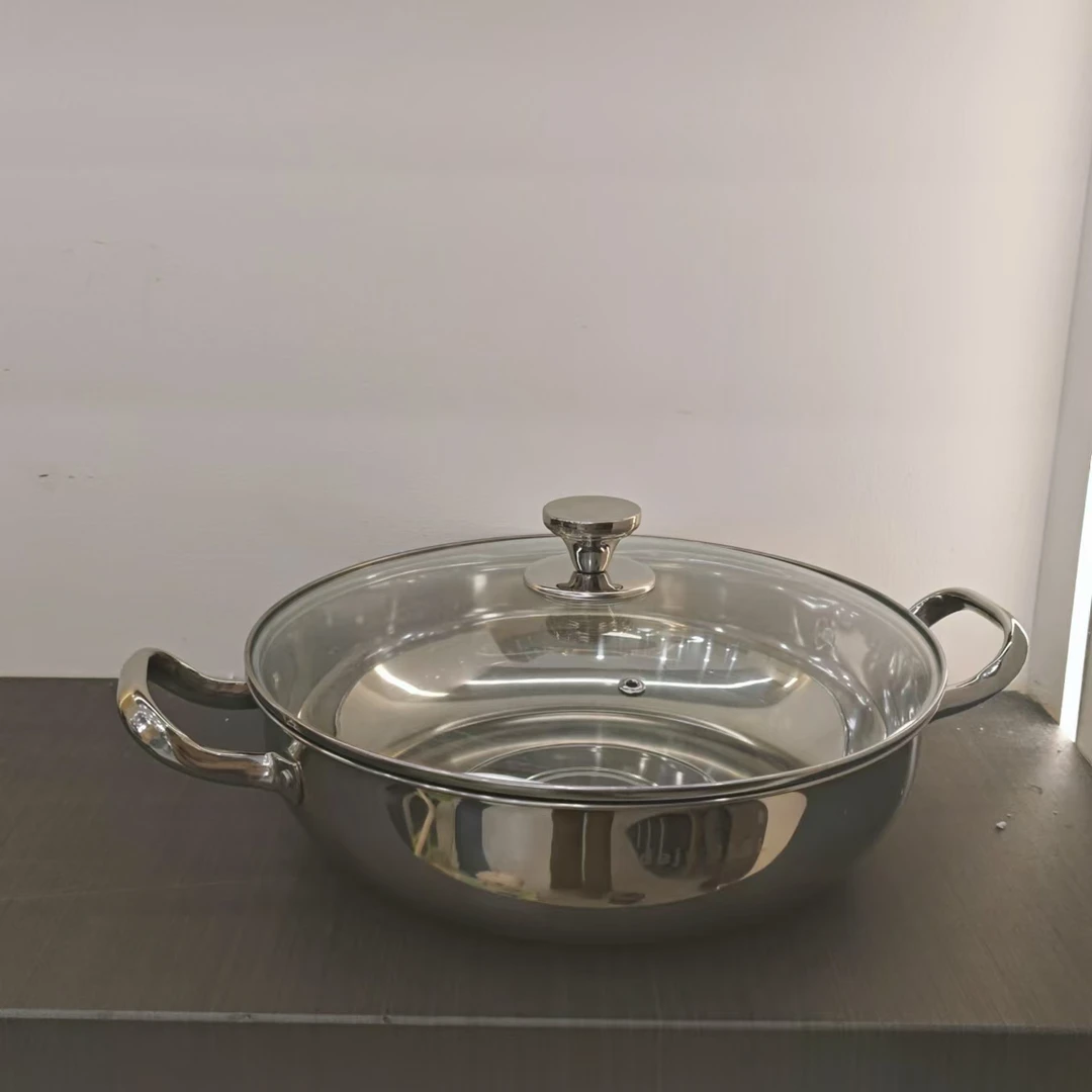 加厚不锈钢火锅家用双耳汤锅电磁炉燃气灶通用