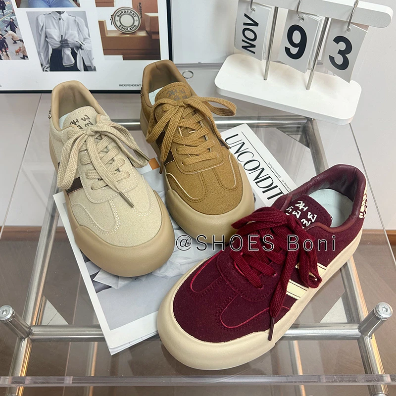 “安克拉红”高配德训鞋子2024秋季爆款厚底百搭板鞋时尚运动鞋子女