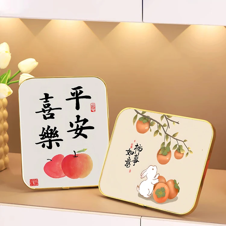平安喜乐相框摆件入户玄关摆台客厅桌面柿柿如意装饰品轻奢装饰画