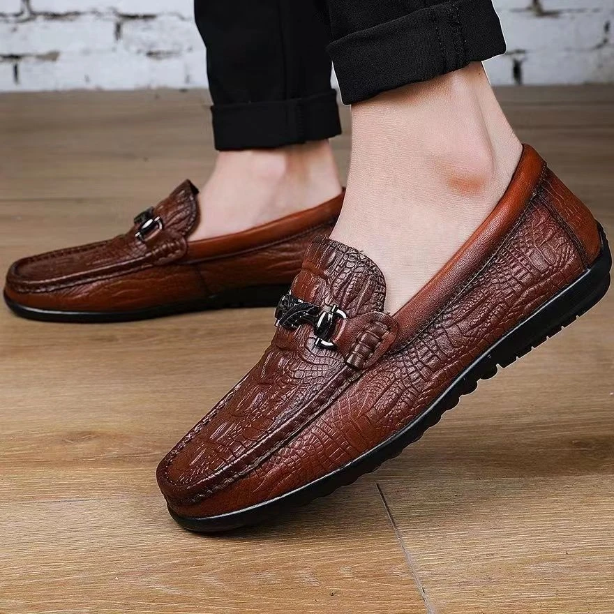 男鞋男士皮鞋真皮休闲鞋豆豆鞋乐福鞋夏季软皮软底爆款一脚蹬百搭