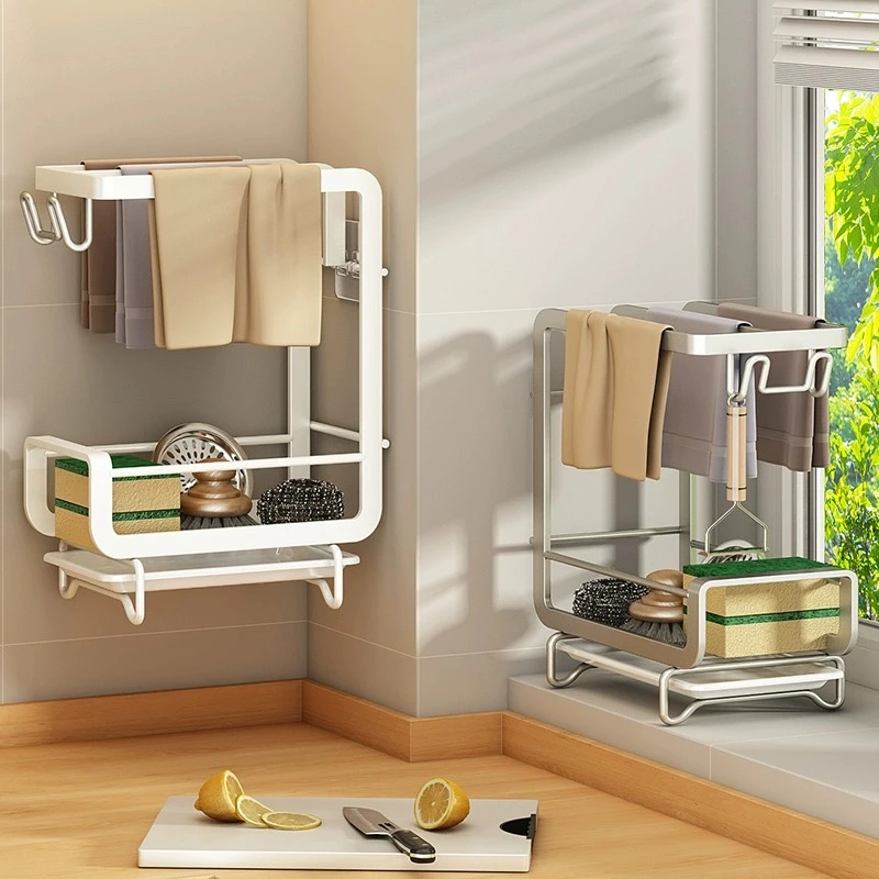 优勤厨房抹布置物架免打孔家用沥水收纳架壁挂式水槽挂篮用品神器