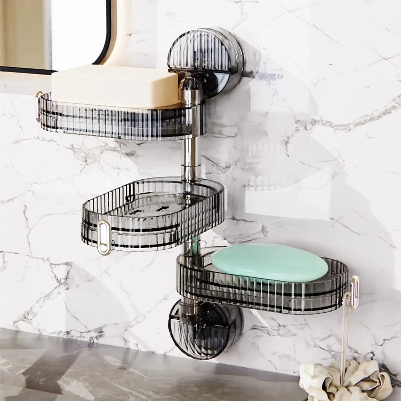 吸盘旋转肥皂盒壁挂式免打孔香皂盒子置物架家用浴室多层沥水架子