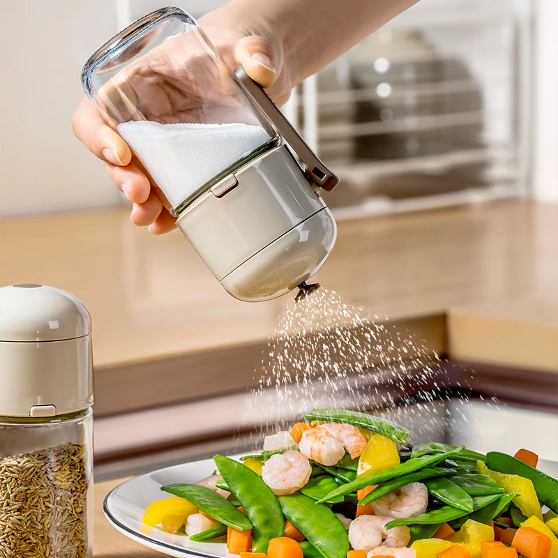 定量盐罐调料盒玻璃厨房调料罐防潮密封调味罐家用盐罐调味瓶