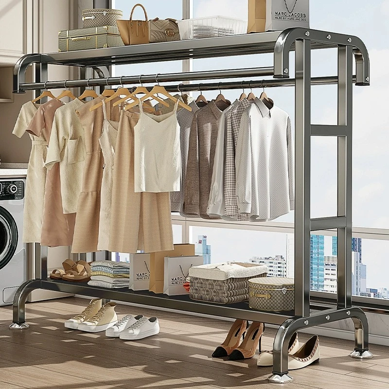 晾衣架落地式加粗加厚卧室凉衣服室内外挂衣架阳台家用晒被子架子