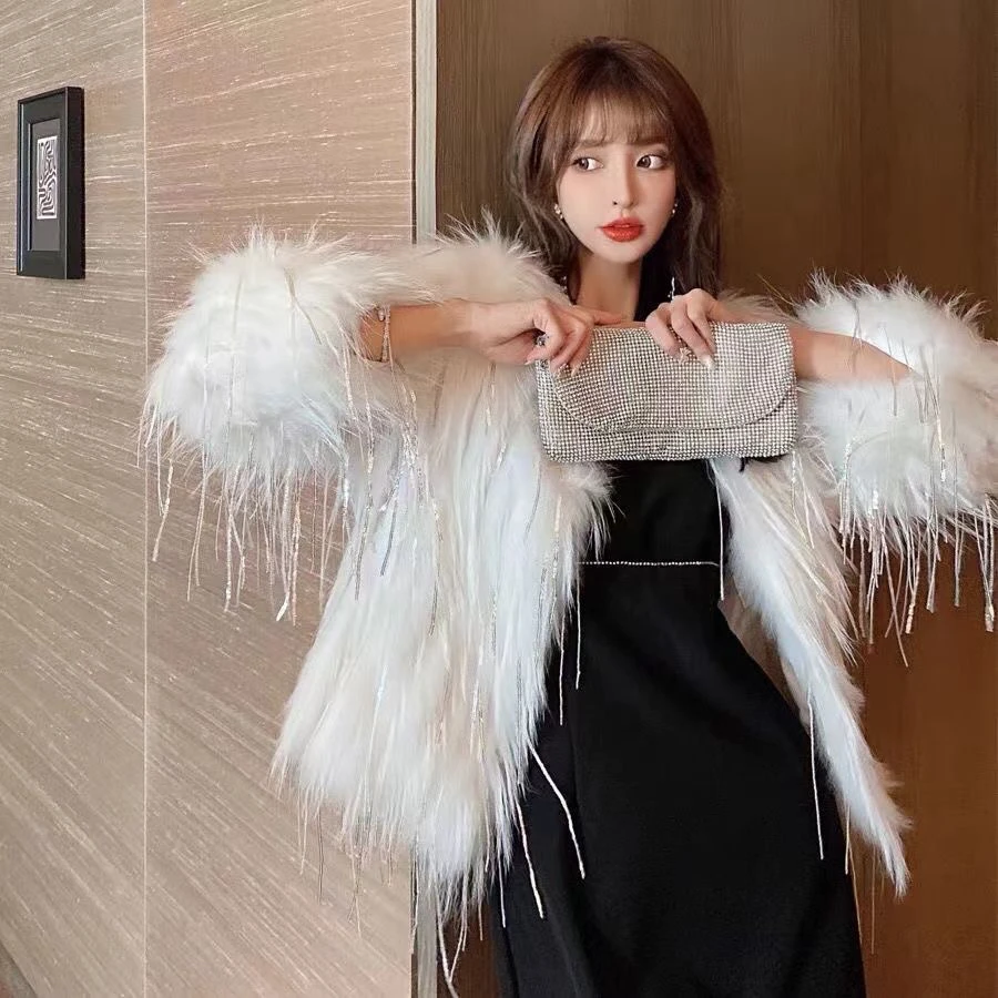 新款轻奢减龄流苏皮草外套女仿狐狸毛皮草貉子毛编织韩版显瘦大衣