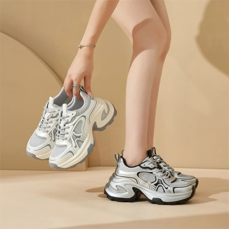 YEARCON/意尔康2025秋季新款女休闲鞋时尚百搭厚底复古潮流老爹鞋