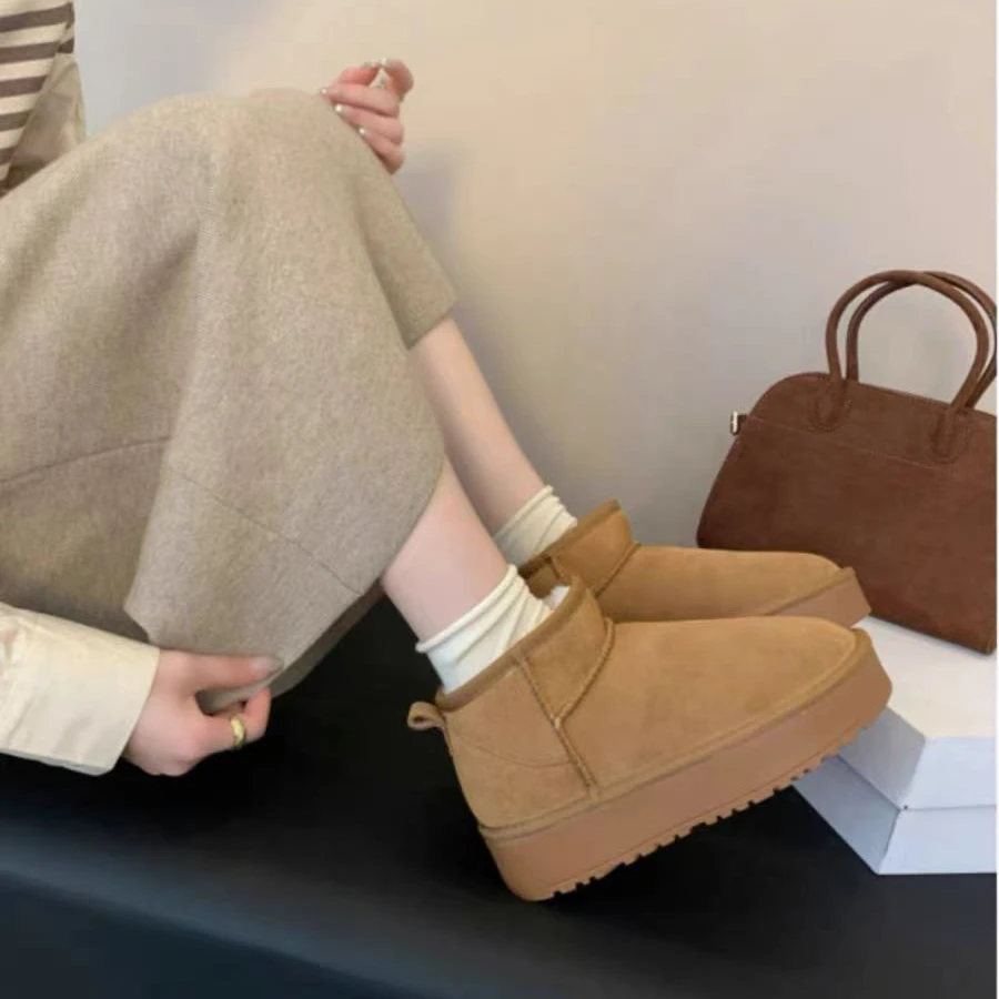 W加绒加厚冬季百搭短筒雪地靴鞋 5853X1