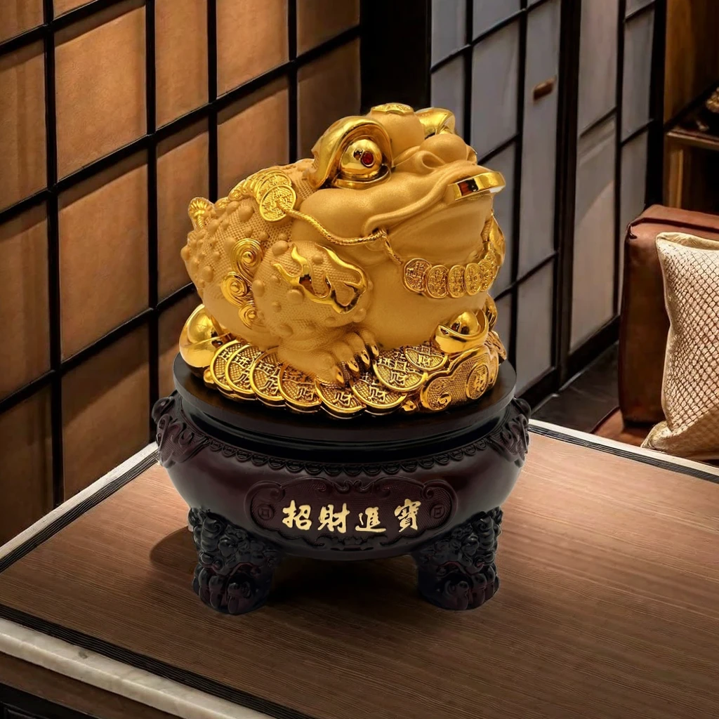 金色旋转金蟾蜍客厅家居装饰品公司办公室店铺开业礼物摆件工艺品