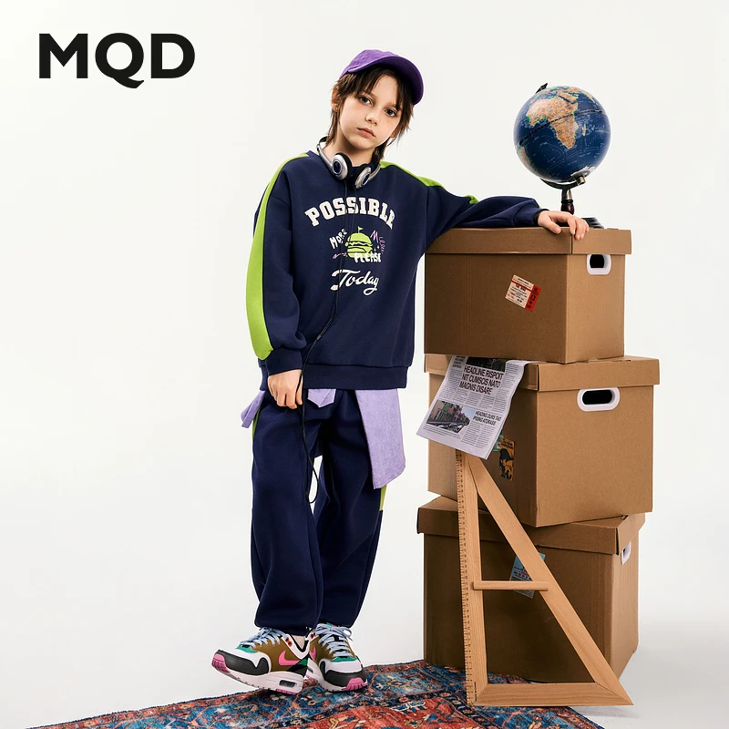 MQD童装儿童25春新款潮酷休闲运动跑步卫衣套装9643W2204