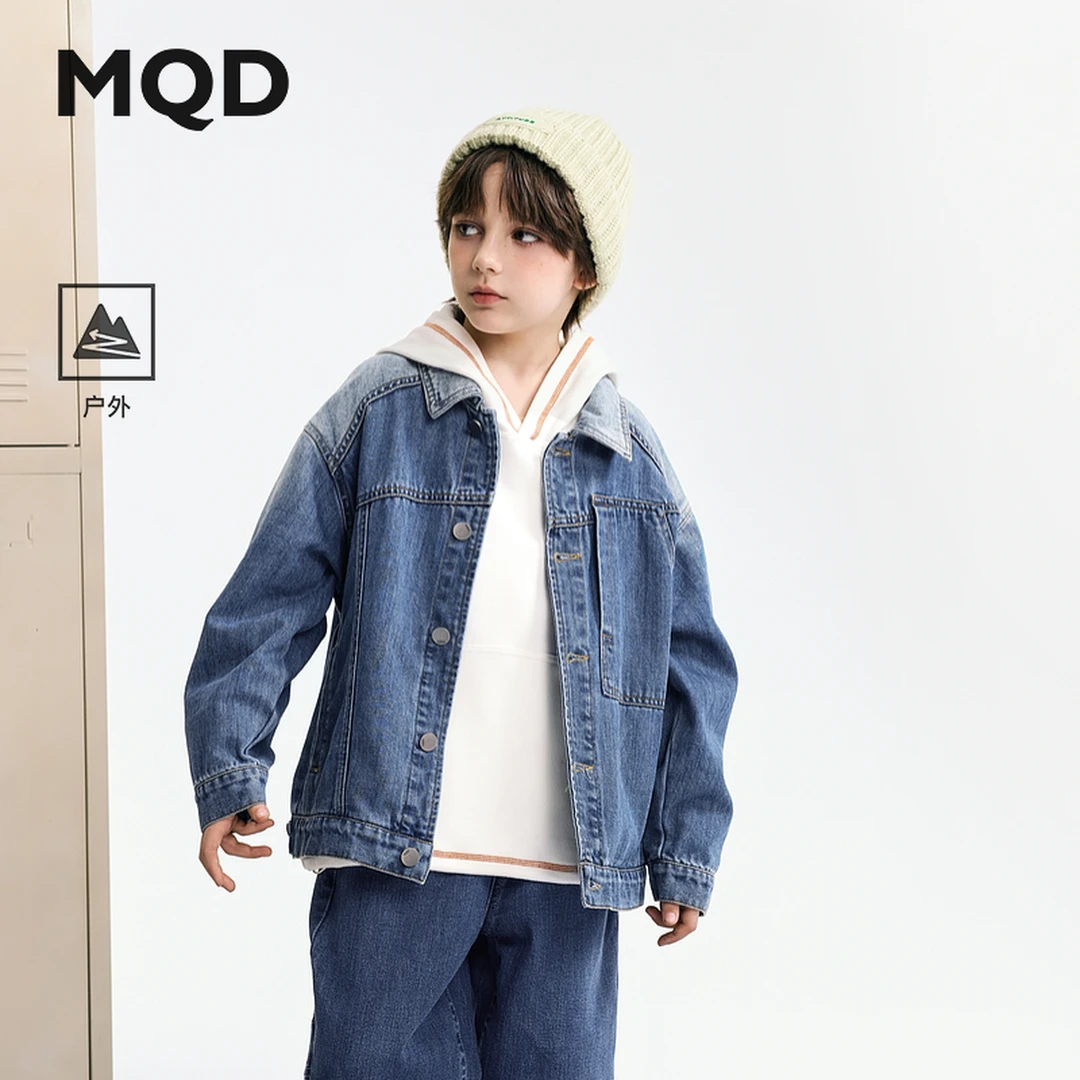 MQD童装儿童25春季新品潮酷休闲撞色翻领外套9643W0806