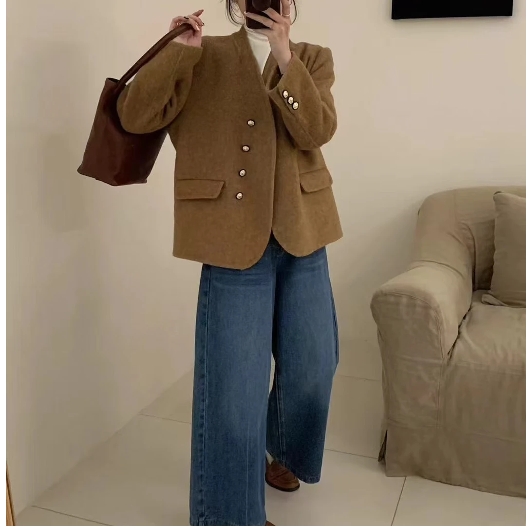 高级感短款小个子2024年秋冬爆款双面毛呢大衣双面大衣外套女