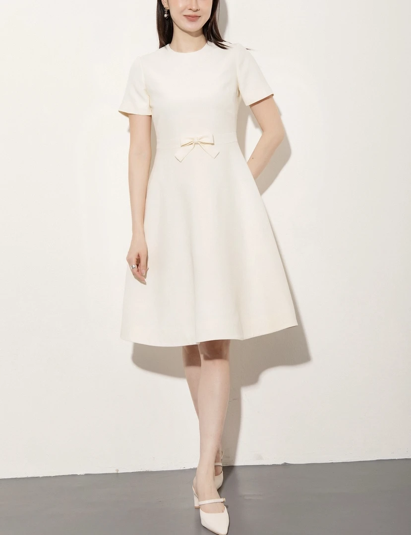 【Zoe轻奢】盈盈一握·腰间蝴蝶结A摆气质连衣裙240076