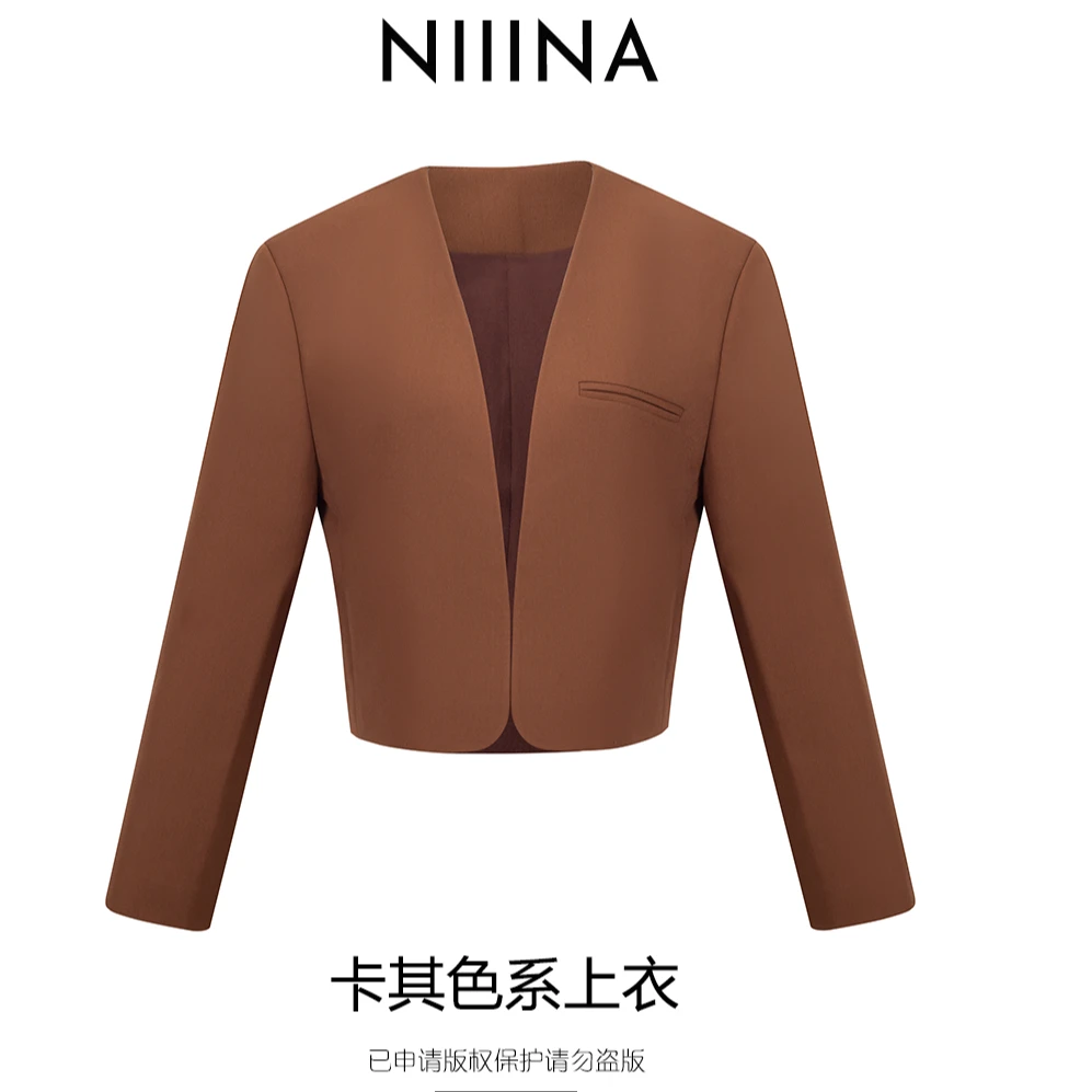 NIIINA设计师修身轻奢短款外套6590H