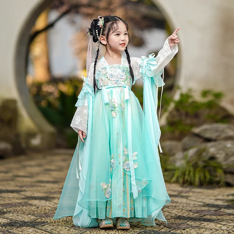 汉服女童中秋节仙气中秋超仙襦裙唐装儿童仙气连衣裙夏装高端汉服