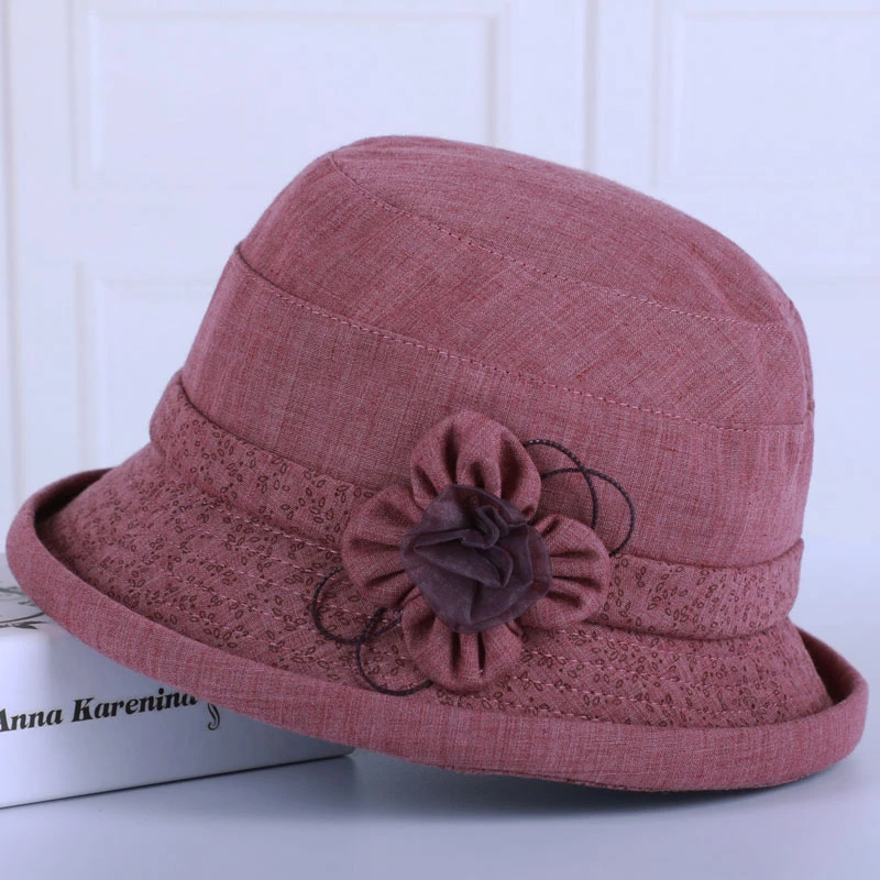 春秋天帽子女中老年人奶奶渔夫帽盆帽短檐薄款妈妈布帽防晒老人帽