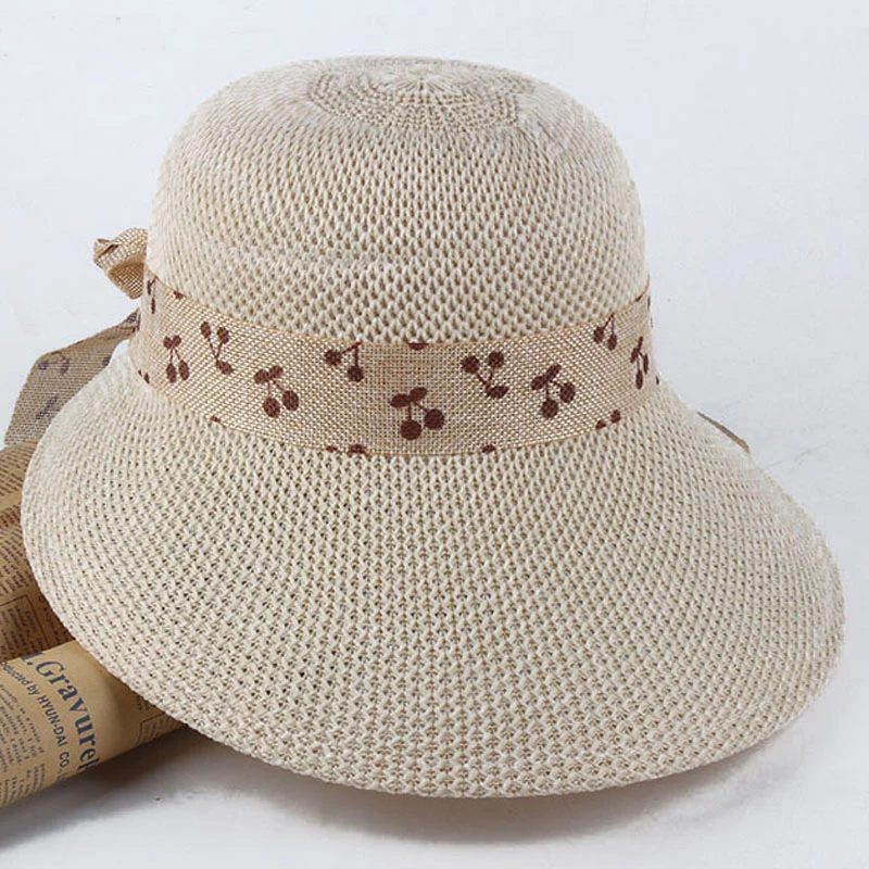 中老年人夏季帽子女大沿檐防晒针织鸭舌帽妈妈沙滩太阳帽遮阳凉帽